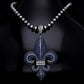 RARE PRINCE by CARAT SUTRA | Unique Designed Fleur-De-Lis Pendant Studded with Blue Zircons for Men | 925 Sterling Silver Oxidized Pendant | Men's Jewelry | With Certificate of Authenticity and 925 Hallmark