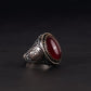 RARE PRINCE by CARAT SUTRA | Unique Turkish Style Ring with Natural Red Agate  | 925 Sterling Silver Oxidized Ring | Men's Jewelry | With Certificate of Authenticity and 925 Hallmark