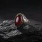 RARE PRINCE by CARAT SUTRA | Unique Turkish Style Ring with Natural Red Agate  | 925 Sterling Silver Oxidized Ring | Men's Jewelry | With Certificate of Authenticity and 925 Hallmark