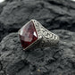 RARE PRINCE by CARAT SUTRA | Unique Designed Ring with Natural Red Ruby | 925 Sterling Silver Oxidized Ring | Men's Jewelry | With Certificate of Authenticity and 925 Hallmark