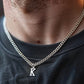 RARE PRINCE by CARAT SUTRA | Minimalist Solid 5mm Cuban Link Chain with Custom Name Initial (Rhodium Plated) | 925 Sterling Silver Chain | Men's Jewelry | With Certificate of Authenticity and 925 Hallmark