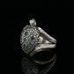 RARE PRINCE by CARAT SUTRA | Antique Designed Turtle Ring With Blue Zircon| 925 Sterling Silver Oxidized Ring | Men's Jewelry | With Certificate of Authenticity and 925 Hallmark