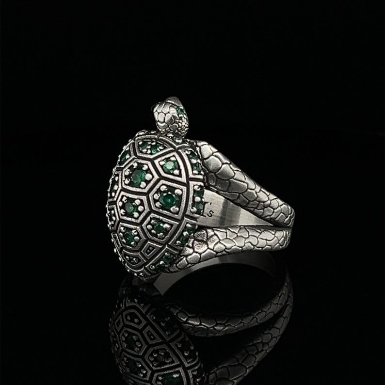 Sterling Silver Turtle Tortoise Ring For Mens Gold Tortoise RIng