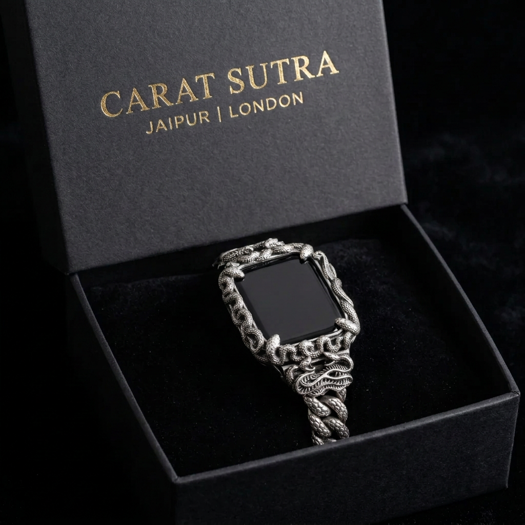 16mm Snake Chain Smart Watch Case & Strap | 925 Sterling Silver in Oxidised Finish with Hallmark