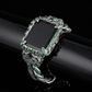 16mm Snake Chain Smart Watch Case & Strap studded with Original Emeralds | 925 Sterling Silver in Oxidised Finish with Hallmark