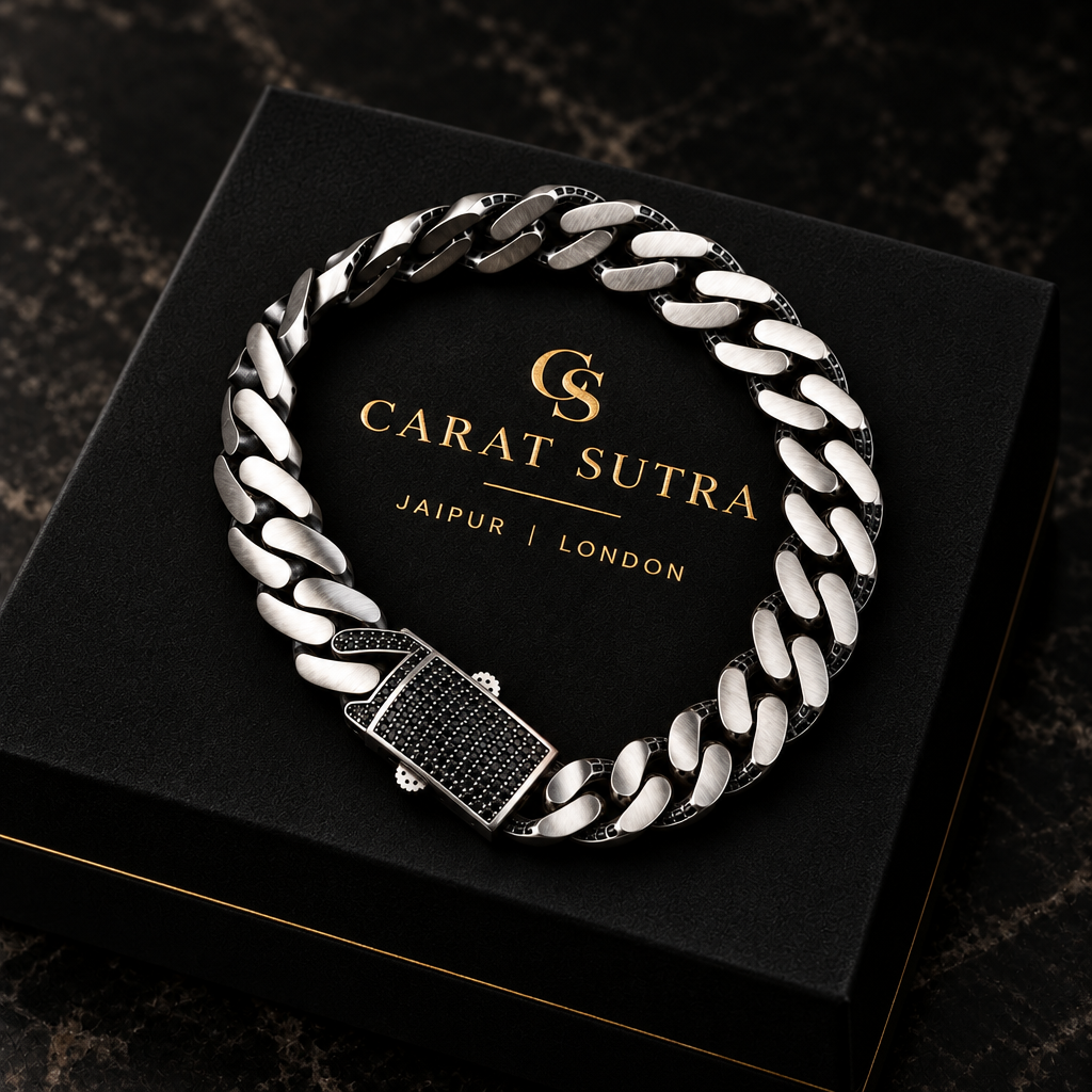 16mm Wide Solid Miami Cuban Link Bracelet with Black Iced Lock,  925 Sterling Silver Bracelet | Men's Jewelry