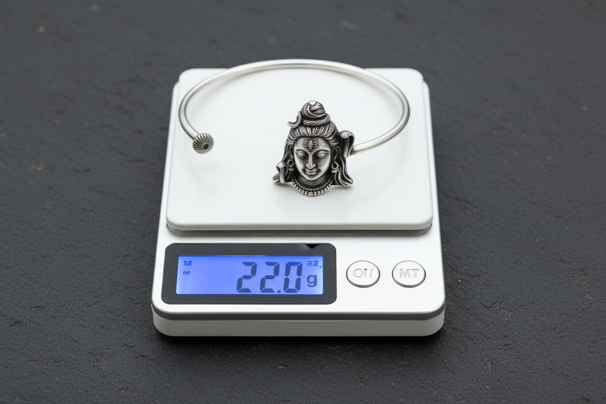 Unique Shiva Handcuff/Kada| 925 Sterling Silver Oxidized Bracelet | With Certificate of Authenticity and 925 Hallmark - caratsutra