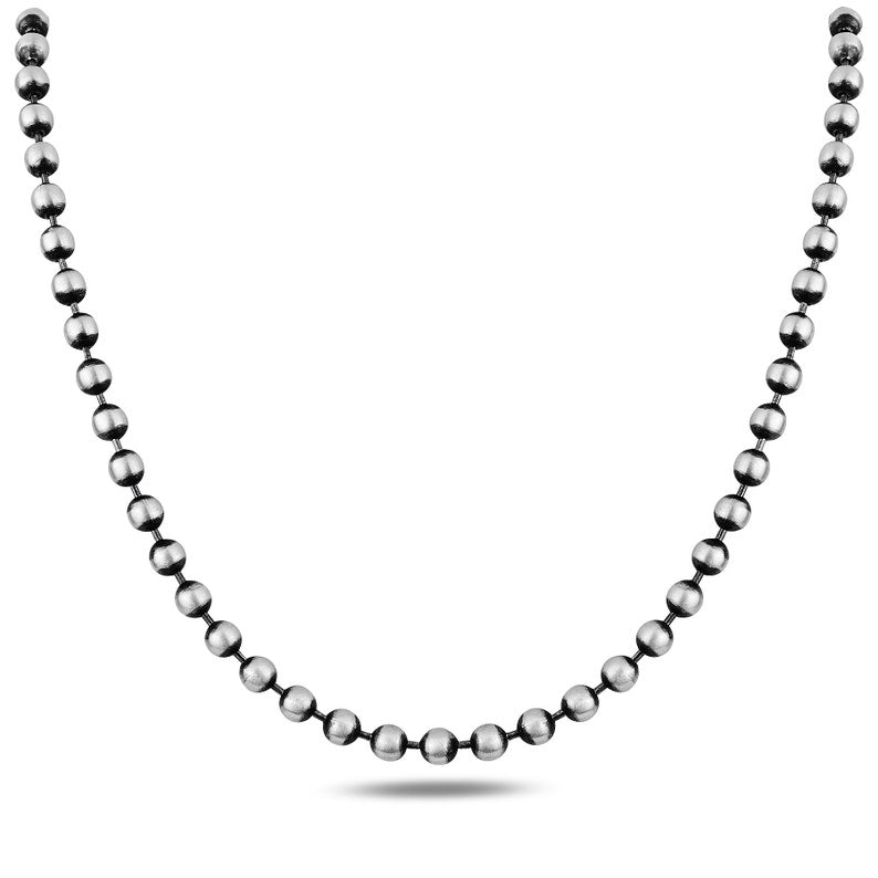 Minimalist Solid 3mm Oxidised Ball Chain | 925 Sterling Silver Chain | With Certificate of Authenticity and 925 Hallmark