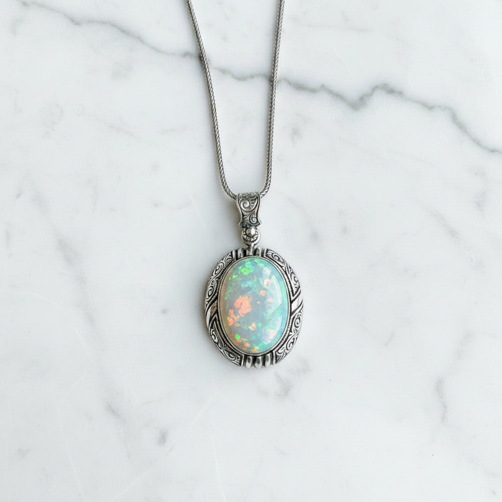 15ct Natural Green Onyx (Aqeeq), 925 Sterling Silver Pendant | With Certificate of Authenticity and 925 Hallmark