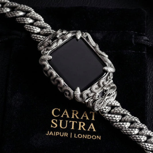 16mm Snake Chain Smart Watch Case & Strap | 925 Sterling Silver in Oxidised Finish with Hallmark