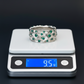 Zigzag Designed Original Zambian Mini Emerald Silver Band | 925 sterling Silver