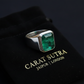 RARE PRINCE by CARAT SUTRA | Classic Style Ring with Natural Zambian Emerald Stone | 925 Sterling Silver | With Certificate of Authenticity and 925 Hallmark