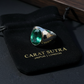RARE PRINCE by CARAT SUTRA | Unique Classic Style Ring with 8ct Zambian Emerald, 925 Sterling Silver | With Certificate of Authenticity and 925 Hallmark