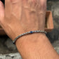 4mm Byzantine Oxidized Bracelet studded with Blue Baguette Zircons | 925 Sterling Silver Bracelet with Hallmark