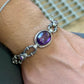 Infinity Style Hand-Engraved Bracelet with 20 Ct Natural Amethyst Stone | 925 Sterling Silver Bracelet | With Certificate of Authenticity and 925 Hallmark - caratsutra
