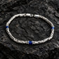 4mm Byzantine Oxidized Bracelet studded with Blue Baguette Zircons | 925 Sterling Silver Bracelet with Hallmark