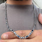 Solid 6mm Infinity Link Chain, studded with Blue Zircon | 925 Sterling Silver Chain | With Certificate of Authenticity and 925 Hallmark