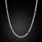 Solid 6mm Byzantine Link Chain, studded with Amethyst Stone baguette cut | 925 Sterling Silver Chain | With Certificate of Authenticity and 925 Hallmark