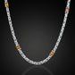 Solid 6mm Byzantine Link Chain, studded with Gomed Stone baguette cut | 925 Sterling Silver Chain | With Certificate of Authenticity and 925 Hallmark