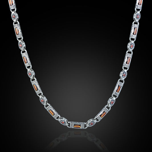 Solid 6mm Infinity Link Chain, studded with Gomed Stone | Chain