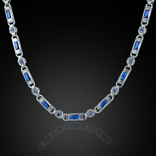 Solid 6mm Infinity Link Chain, studded with Blue Zircon | Chain
