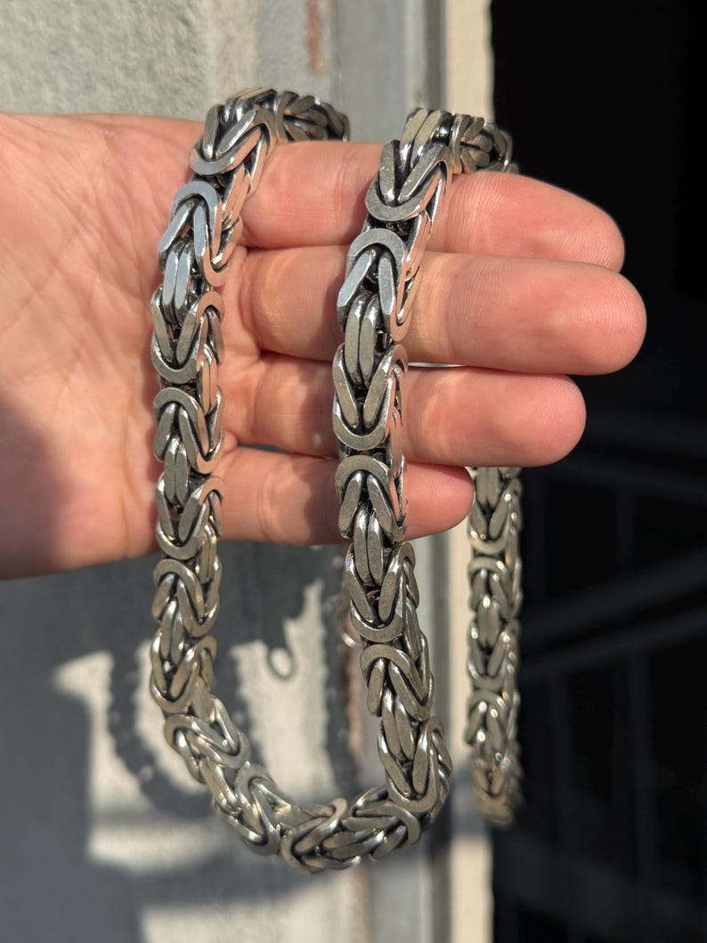 Solid 10mm Byzantine Heavy Link Chain | 925 Sterling Silver Chain | With Certificate of Authenticity and 925 Hallmark
