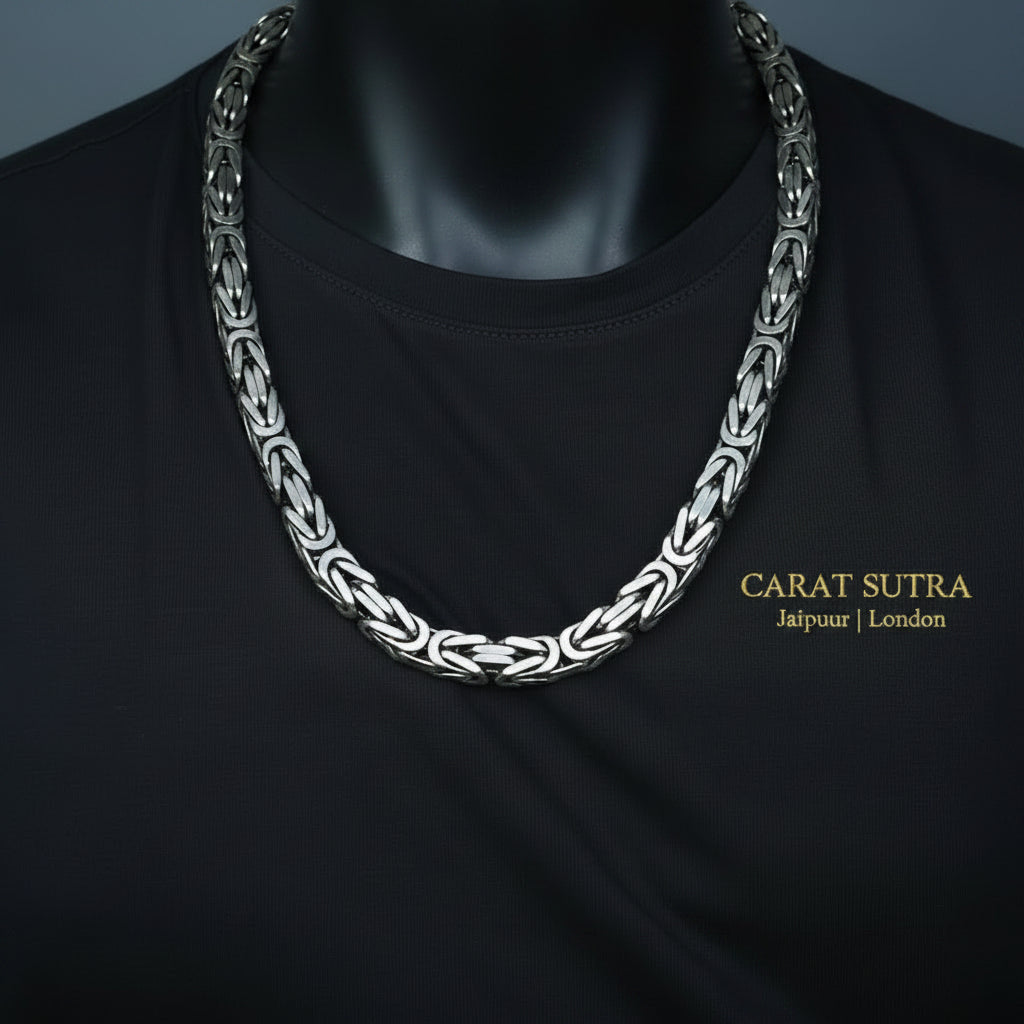 Solid 10mm Byzantine Heavy Link Chain | 925 Sterling Silver Chain | With Certificate of Authenticity and 925 Hallmark