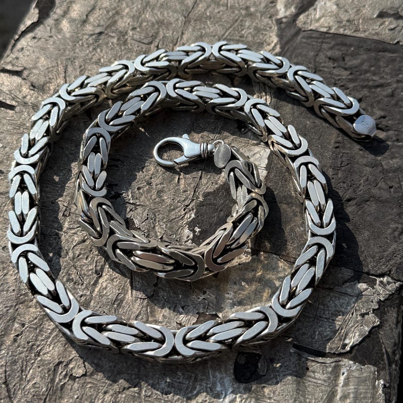 Solid 10mm Byzantine Heavy Link Chain | 925 Sterling Silver Chain | With Certificate of Authenticity and 925 Hallmark