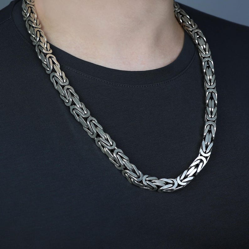 Solid 10mm Byzantine Heavy Link Chain | 925 Sterling Silver Chain | With Certificate of Authenticity and 925 Hallmark