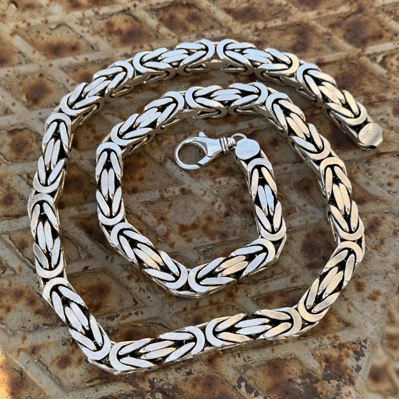 Solid 10mm Byzantine Heavy Link Chain | 925 Sterling Silver Chain | With Certificate of Authenticity and 925 Hallmark