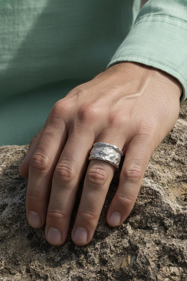 Unique Designed Rhodium Plated Jaguar face Ring Band | 925 Sterling Silver | With Certificate of Authenticity and 925 Hallmark