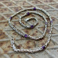 Solid 6mm Byzantine Link Chain, studded with Amethyst Stone baguette cut | 925 Sterling Silver Chain | With Certificate of Authenticity and 925 Hallmark