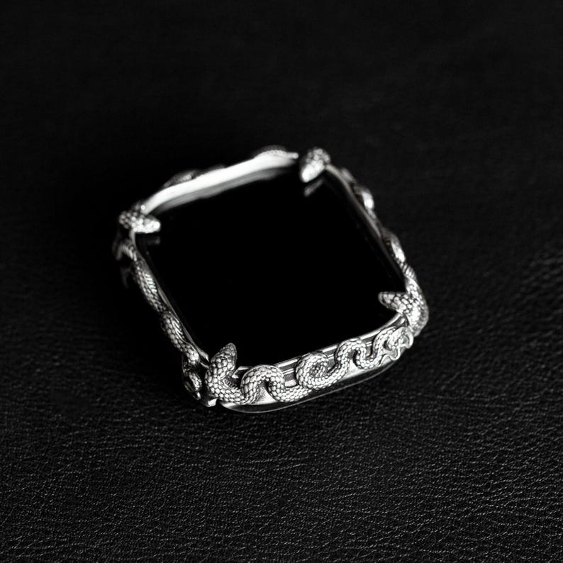 Smart Watch Snake Case | Oxidised Finish. 925 Sterling Silver with Hallmark