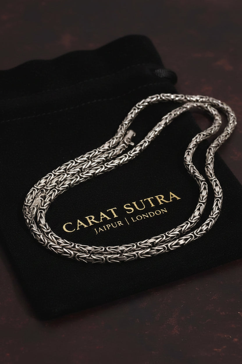 Solid 4mm Byzantine Link Chain | 925 Sterling Silver Chain | With Certificate of Authenticity and 925 Hallmark
