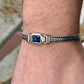 13mm Classic Chain Bracelet with 7Ct Blue Sapphire Stone for Men | 925 Sterling Silver Bracelet | Men's Jewelry