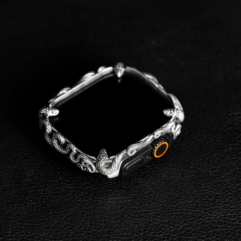 Smart Watch Snake Case | Oxidised Finish. 925 Sterling Silver with Hallmark