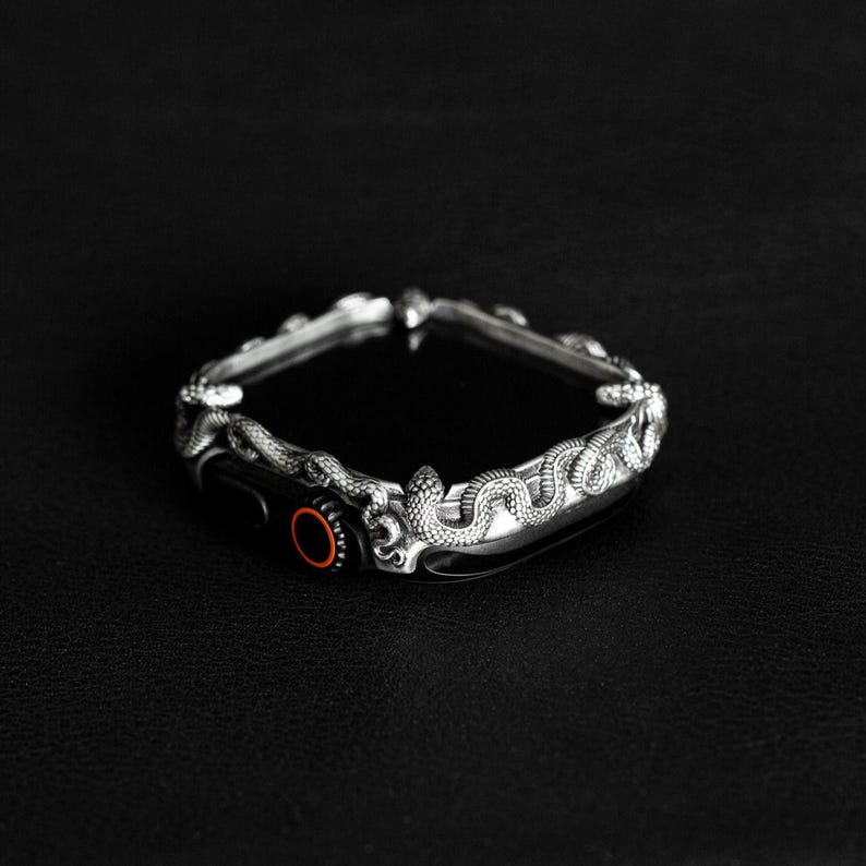 Smart Watch Snake Case | Oxidised Finish. 925 Sterling Silver with Hallmark