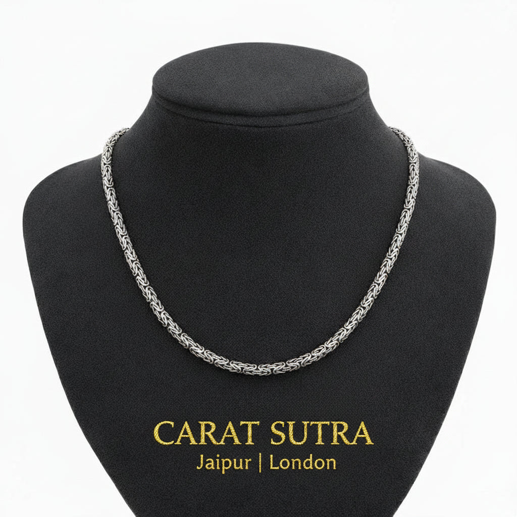 Solid 4mm Byzantine Link Chain | 925 Sterling Silver Chain | With Certificate of Authenticity and 925 Hallmark