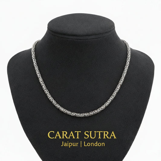 Solid 4mm Byzantine Link Chain | 925 Sterling Silver Chain | With Certificate of Authenticity and 925 Hallmark - caratsutra