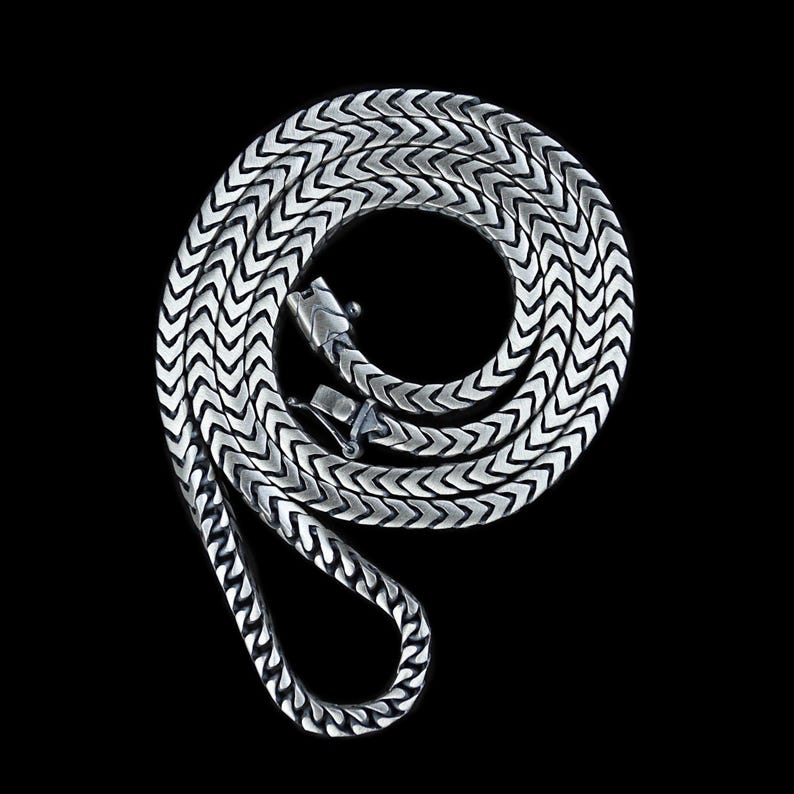 Solid 5mm Franco Link Chain with Plain Lock (Matt Finish) | 925 Sterling Silver Chain | With Certificate of Authenticity and 925 Hallmark