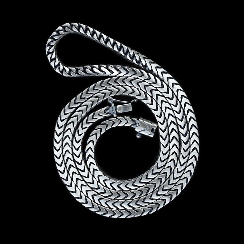 Solid 5mm Franco Link Chain with Plain Lock (Matt Finish) | 925 Sterling Silver Chain | With Certificate of Authenticity and 925 Hallmark