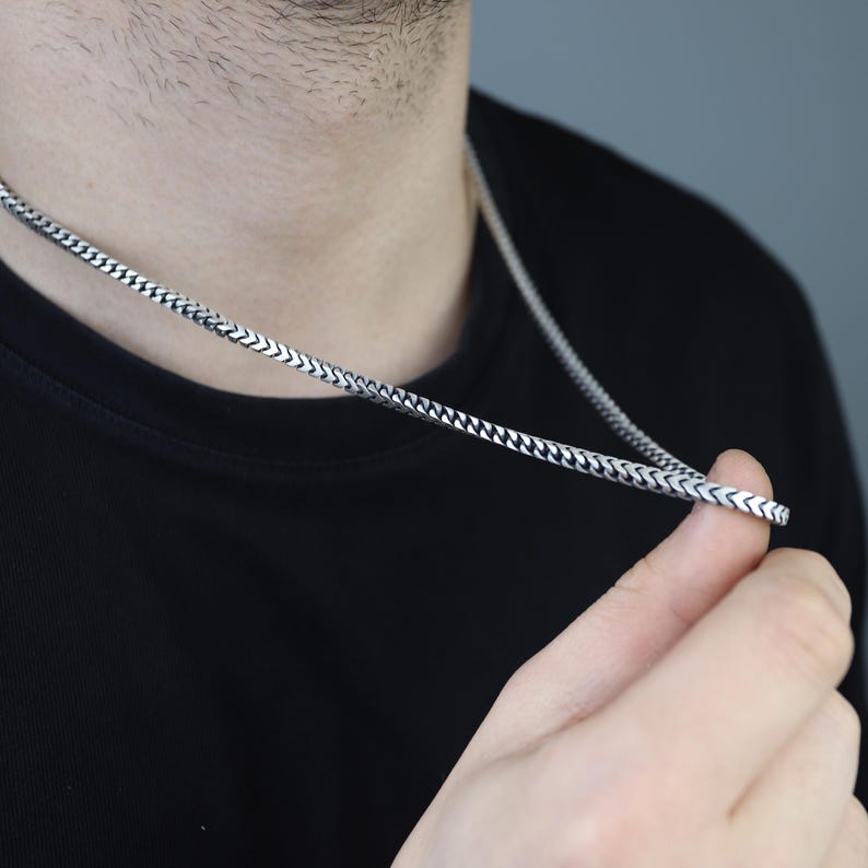 Solid 5mm Franco Link Chain with Plain Lock (Matt Finish) | 925 Sterling Silver Chain | With Certificate of Authenticity and 925 Hallmark