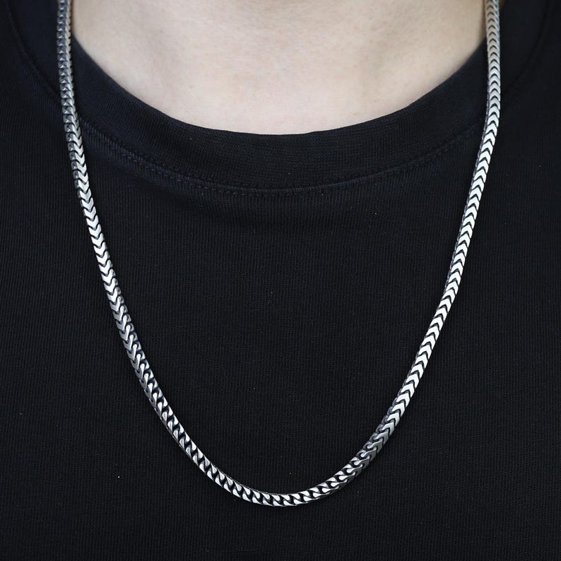 Solid 5mm Franco Link Chain with Plain Lock (Matt Finish) | 925 Sterling Silver Chain | With Certificate of Authenticity and 925 Hallmark