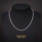 Solid 4mm Byzantine Link Chain, studded with Mini Blue Zircon | 925 Sterling Silver Chain | With Certificate of Authenticity and 925 Hallmark