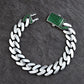 16mm Wide Solid Miami Cuban Link Bracelet with Green Emerald Iced Lock,  925 Sterling Silver Bracelet | Men's Jewelry