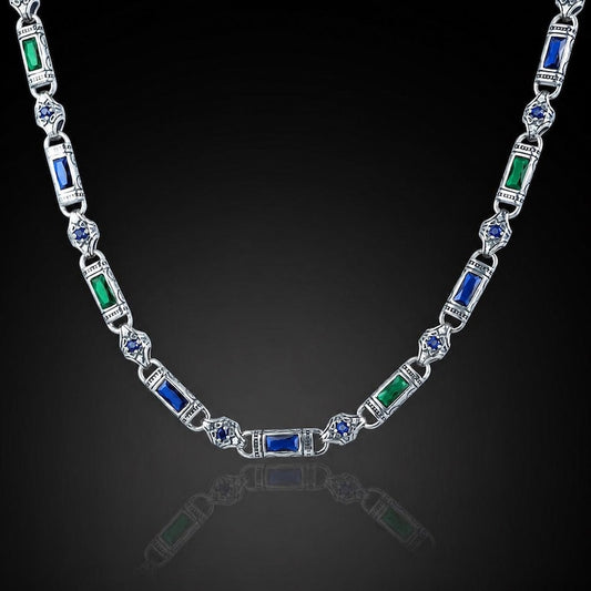 Solid 6mm Infinity Link Chain, studded with Blue & Green Zircon | Chain
