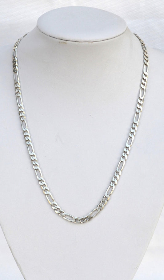 4mm Wide Solid Figaro-Cuban Link Chain |925 Sterling Silver Chain | Men's Jewelry with Hallmark