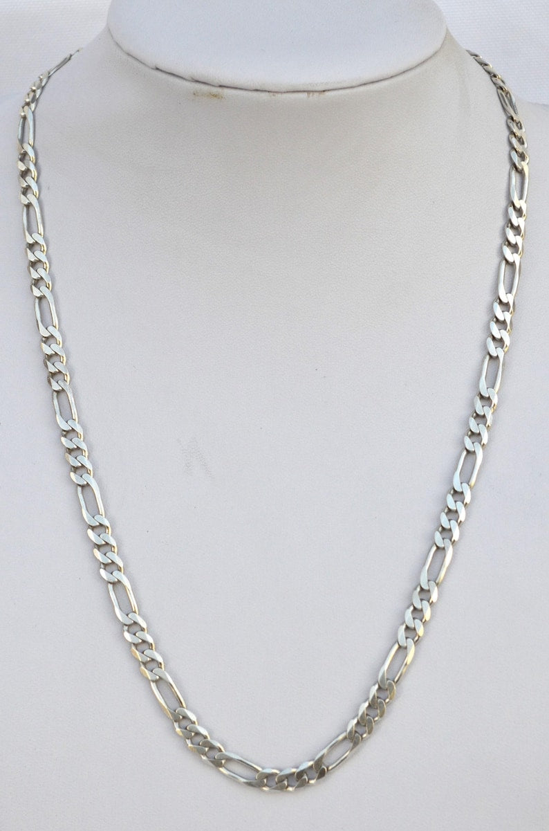 4mm Wide Solid Figaro-Cuban Link Chain |925 Sterling Silver Chain | Men's Jewelry with Hallmark