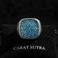 RARE PRINCE by CARAT SUTRA | Unique Designed Turkish Style Ring with Multiple Natural Turquoise Stone Ring | 925 Sterling Silver Oxidized Ring | Men's Jewelry | With Certificate of Authenticity and 925 Hallmark