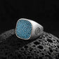RARE PRINCE by CARAT SUTRA | Unique Designed Turkish Style Ring with Multiple Natural Turquoise Stone Ring | 925 Sterling Silver Oxidized Ring | Men's Jewelry | With Certificate of Authenticity and 925 Hallmark